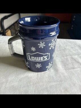 Lowe's Navy Snowflake Ceramic Mug with Handle